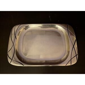 LENOX Large Rectangular Pewter Serving Tray w/Modern Swirl Design